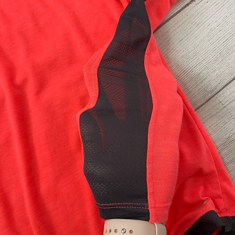 Avia women S Longsleeve Crewneck activewear top w/mesh side sleeves orange/black - Picture 6 of 13